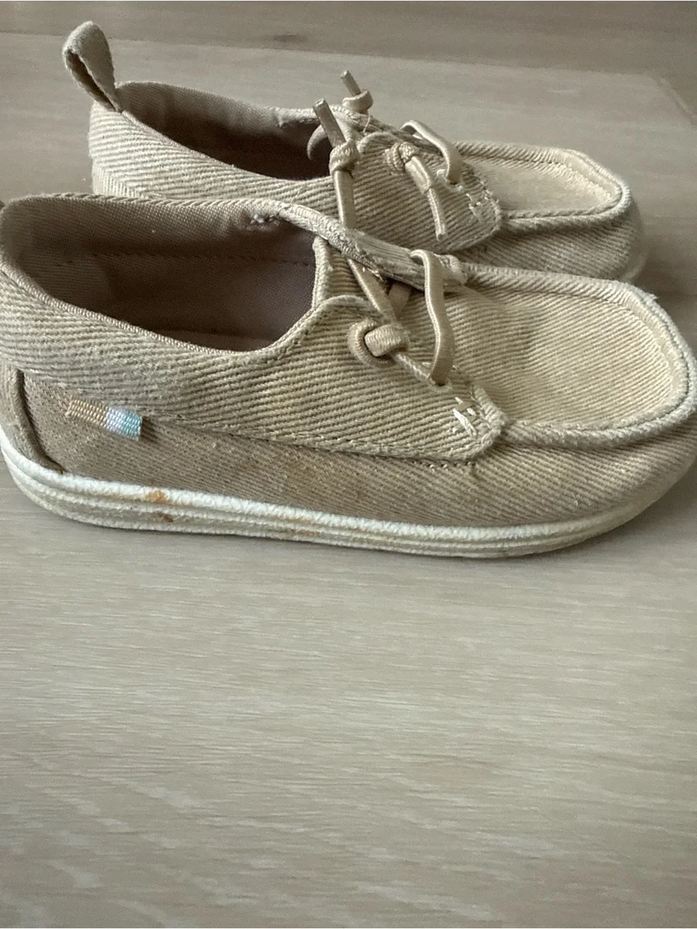 Cat & Jack Beige Canvas Kids Moccasins